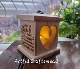 Personalised Custom Handcrafted Pine Wood Lantern - A Light For A Loved One, Wooden Remembrance - thumbnail 1