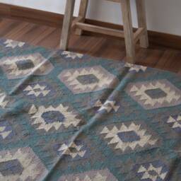 Handmade Jute Kilim Rug Multicolor Indian Dhurrie - 4x6 Ft - thumbnail 2