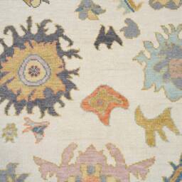 Handmade Ivory Oushak Rug, Gold Yellow, Neutral Persian Carpet Ar_3156 - thumbnail 3