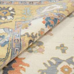 Handmade Ivory Oushak Rug, Gold Yellow, Neutral Persian Carpet Ar_3156 - thumbnail 2