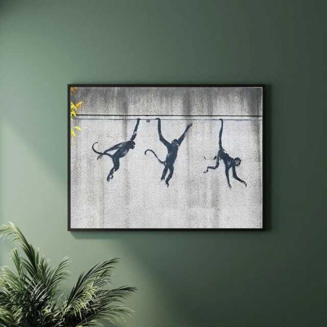Banksy Three Monkeys Print London Street Art, Urban Graffiti - image 1