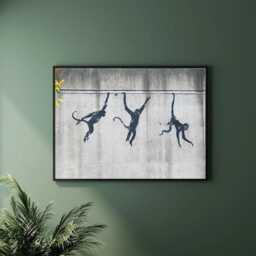 Banksy Three Monkeys Print London Street Art, Urban Graffiti - thumbnail 1