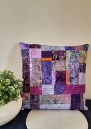 Quilted Pillow Sham, Euro Size Modern Sham Custom Green Purple Ocean - thumbnail 1