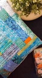 Quilted Pillow Sham, Euro Size Modern Sham Custom Green Purple Ocean - thumbnail 3