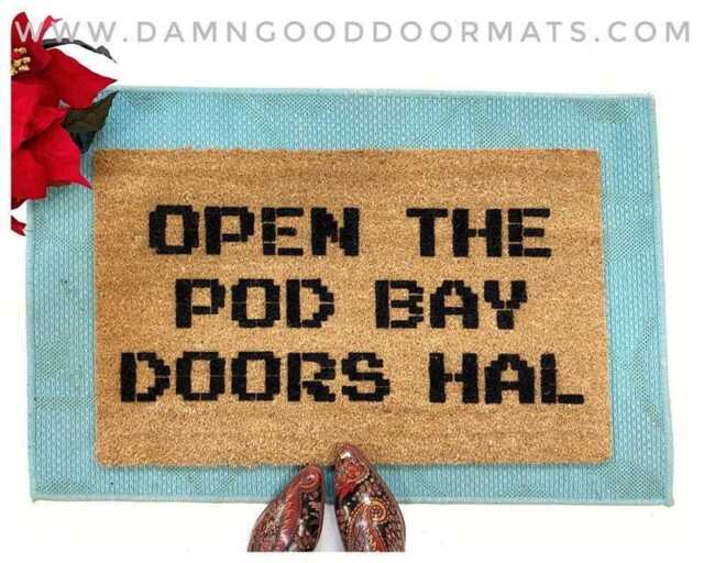 Sci-Fi Fan Doormat Funny Robot Quote - Geeky Front Porch Mat - image 1