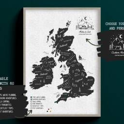 UK & Ireland Personalised Campervan Travel Map Cork Pin Board Couple Gift Camping For Him National Parks Tracker - thumbnail 2