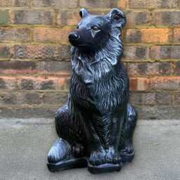 Concrete Collie Dog Statue Garden Stone Pet Sculpture Handmade Patio Decor Cement Ornament Lover Gift Memorial - thumbnail 3