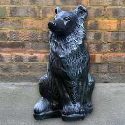 Concrete Collie Dog Statue Garden Stone Pet Sculpture Handmade Patio Decor Cement Ornament Lover Gift Memorial