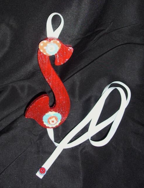 Handmade Red Glitter Painted Letter S Barrette Bow Hair Accessories Holder Storage Organizer Girls Teen Room Decor Decoration Wall Hanging - image 1