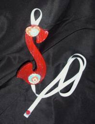 Handmade Red Glitter Painted Letter S Barrette Bow Hair Accessories Holder Storage Organizer Girls Teen Room Decor Decoration Wall Hanging
