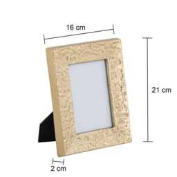 "Gold Textured Aluminium Medium Photo Frame - Tabletop Picture With Glass Front - 4""??6" - thumbnail 3