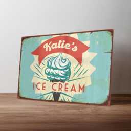 Personalised Retro Ice Cream Sign - Custom 1950S Metal Kitchen Decor Vintage Dessert Bar Art in A5, A4, A3 - thumbnail 1