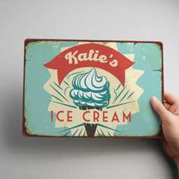 Personalised Retro Ice Cream Sign - Custom 1950S Metal Kitchen Decor Vintage Dessert Bar Art in A5, A4, A3 - thumbnail 2