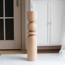 Handmade Turned Wood Table Leg - H850mm - Unfinished Baltic Birch - thumbnail 2