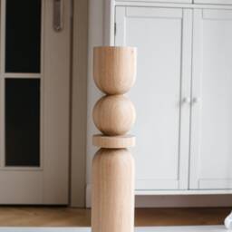 Handmade Turned Wood Table Leg - H850mm - Unfinished Baltic Birch - thumbnail 3