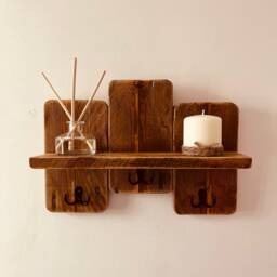 Handmade Wooden Key Holder/Mini Entryway Shelf - Stylish & Functional Wall Decor - thumbnail 1