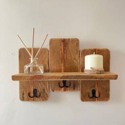 Handmade Wooden Key Holder/Mini Entryway Shelf - Stylish & Functional Wall Decor - thumbnail 2