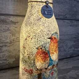Light Up Robin Vase, With Charm - Decouoage, Gifts, Xmas Robins Appear When Loved Ones Are Near - thumbnail 3