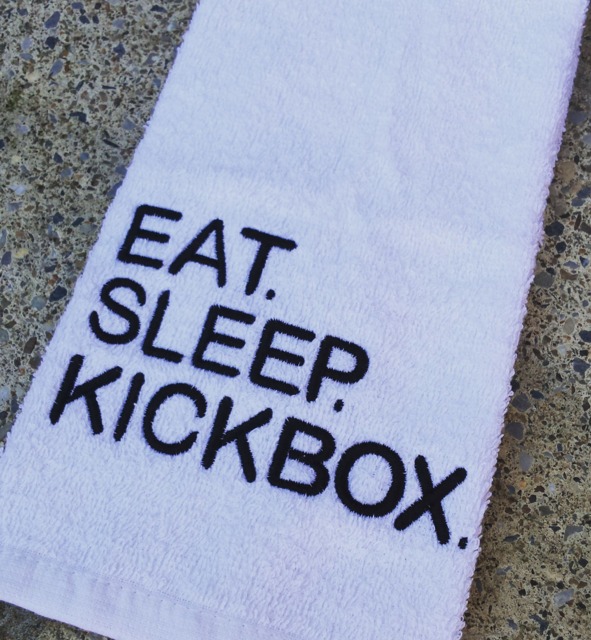 Eat Sleep Kickbox Gym Towel Fitness Gift - 16x26 - image 1