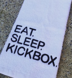 Eat Sleep Kickbox Gym Towel Fitness Gift - 16x26 - thumbnail 1