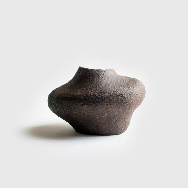 Vase For Dried Pampas Grass, Rustic From Paper Mache in Black Umber - image 1