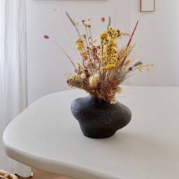 Vase For Dried Pampas Grass, Rustic From Paper Mache in Black Umber - thumbnail 2