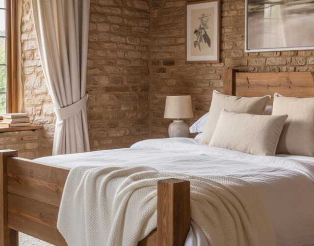 Solid Chunky Pine Farmhouse Bed Frame - Rustic High Footboard, UK Made - image 1