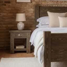 Solid Chunky Pine Farmhouse Bed Frame - Rustic High Footboard, UK Made - thumbnail 3