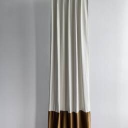 White Velvet Curtain Panels, Pleated Curtains With Brown Contrast Border, Custom Panels, Curtains For Living Room, Handmade - thumbnail 2