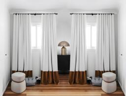 White Velvet Curtain Panels, Pleated Curtains With Brown Contrast Border, Custom Panels, Curtains For Living Room, Handmade