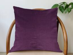 Dark Plum Velvet Pillow Cover - Designer Sofa Accent - thumbnail 1