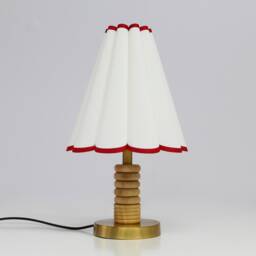 Handmade Beige Fabric Table Lamp With Red Trim-3# - thumbnail 3