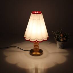 Handmade Beige Fabric Table Lamp With Red Trim-3# - thumbnail 4