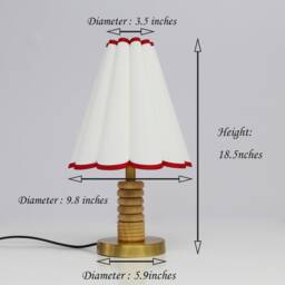 Handmade Beige Fabric Table Lamp With Red Trim-3# - thumbnail 2