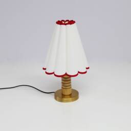 Handmade Beige Fabric Table Lamp With Red Trim-3# - thumbnail 1
