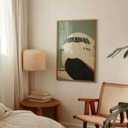 Green Aircraft Nose Poster - Vintage Aviation Illustration Minimal Airplane Wall Art - thumbnail 2