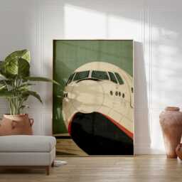 Green Aircraft Nose Poster - Vintage Aviation Illustration Minimal Airplane Wall Art - thumbnail 3