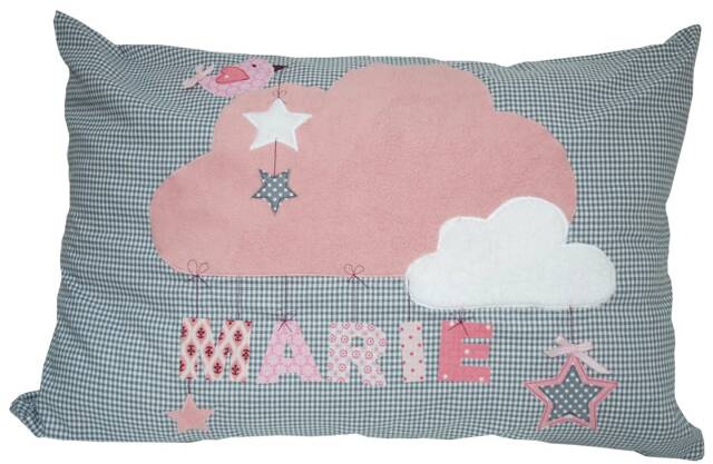 Personalized Cloud Pillow - Cover, Cuddly For Baby & Children, Sparrow, Birth Gift - image 1