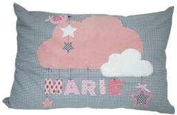 Personalized Cloud Pillow - Cover, Cuddly For Baby & Children, Sparrow, Birth Gift - thumbnail 1