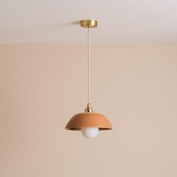 Terracotta Small Dusk Ceramic Lamp Shade & Pendant Set - thumbnail 2