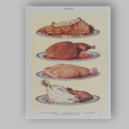 Vintage Roasted Meat Joints Culinary Illustration Canvas Wall Art Print Decor Picture Ready To Hang - thumbnail 1