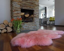 "Big Sheepskin Pink Rose Rugs Throw Genuine Leather Sheep Skin 50"" X 28" - thumbnail 1