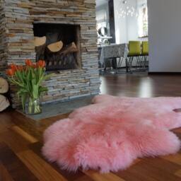 "Big Sheepskin Pink Rose Rugs Throw Genuine Leather Sheep Skin 50"" X 28" - thumbnail 2