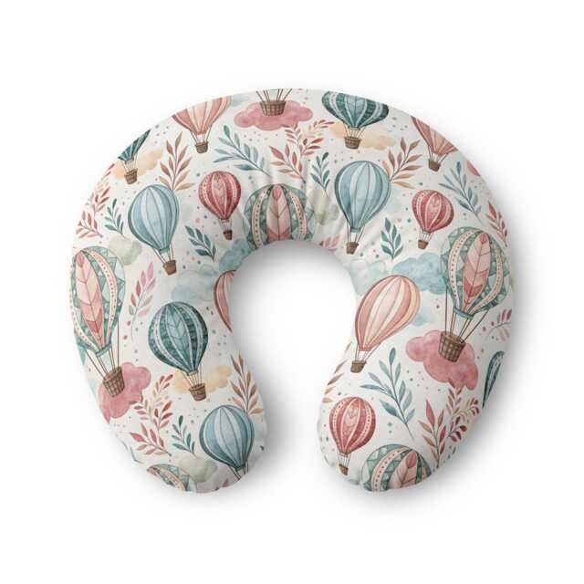 Watercolor Hot Air Balloons Nursing Pillow Cover - Pastel Baby Shower - image 1