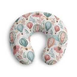 Watercolor Hot Air Balloons Nursing Pillow Cover - Pastel Baby Shower - thumbnail 2