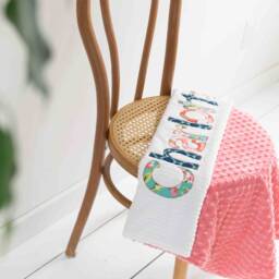 Monogrammed Baby Blanket in Acanthus, Coral Dot Minky & White Chenille, Personalized With Your Girl's First Name Floral - Custom - thumbnail 3