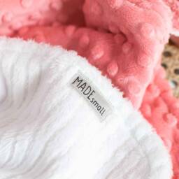 Monogrammed Baby Blanket in Acanthus, Coral Dot Minky & White Chenille, Personalized With Your Girl's First Name Floral - Custom - thumbnail 4