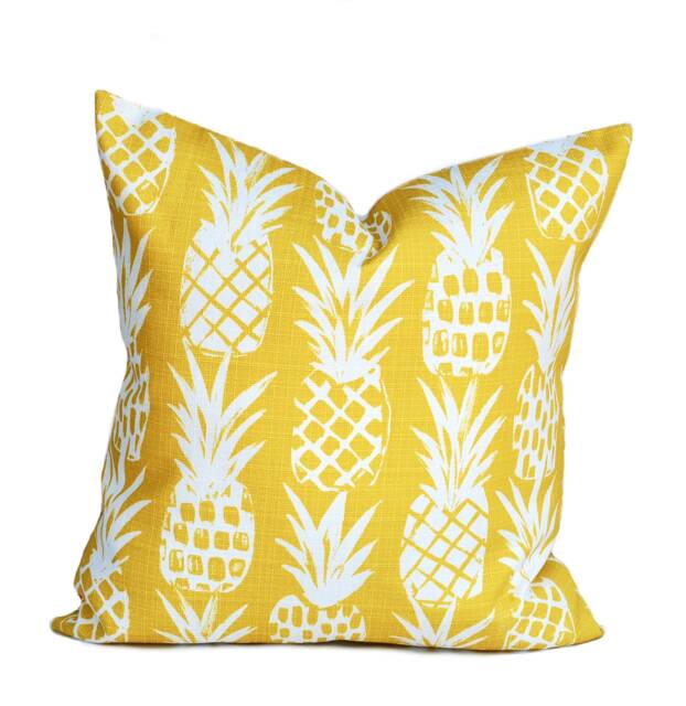 One Quality Outdoor Pillow Cover, Yellow Pineapple, Decorative Throw Pillow, Accent Tropical Case - image 1