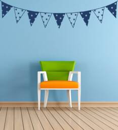 Bunting, Vinyl Wall Art Sticker Decal Mural. Home, Wall, Mirror, Window Decor. Nursery, Children's Bedroom, Playroom. Stars, Flags - thumbnail 1