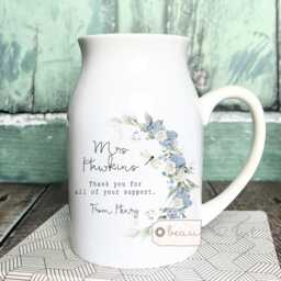 Personalised Thank You Teacher Gift Teaching Assistant Nursery Mentor Helping Me To Grow Quote Ceramic Small Jug Mug Vase - thumbnail 1